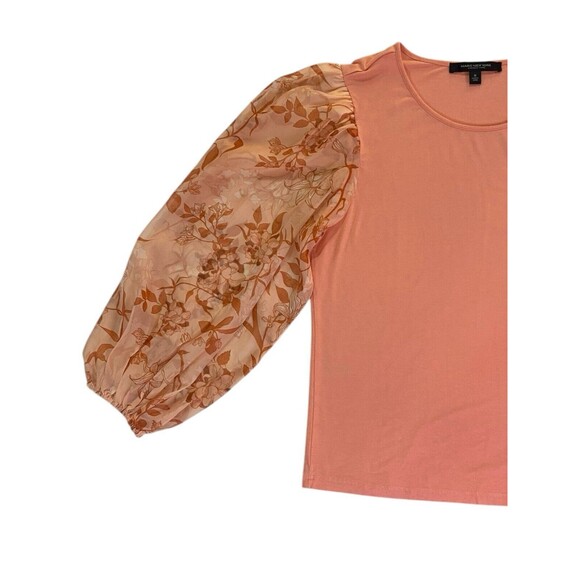 Marc New York Andrew Marc Womens Medium Peach Long Sleeve Floral Sheer Sleeves - Picture 9 of 10